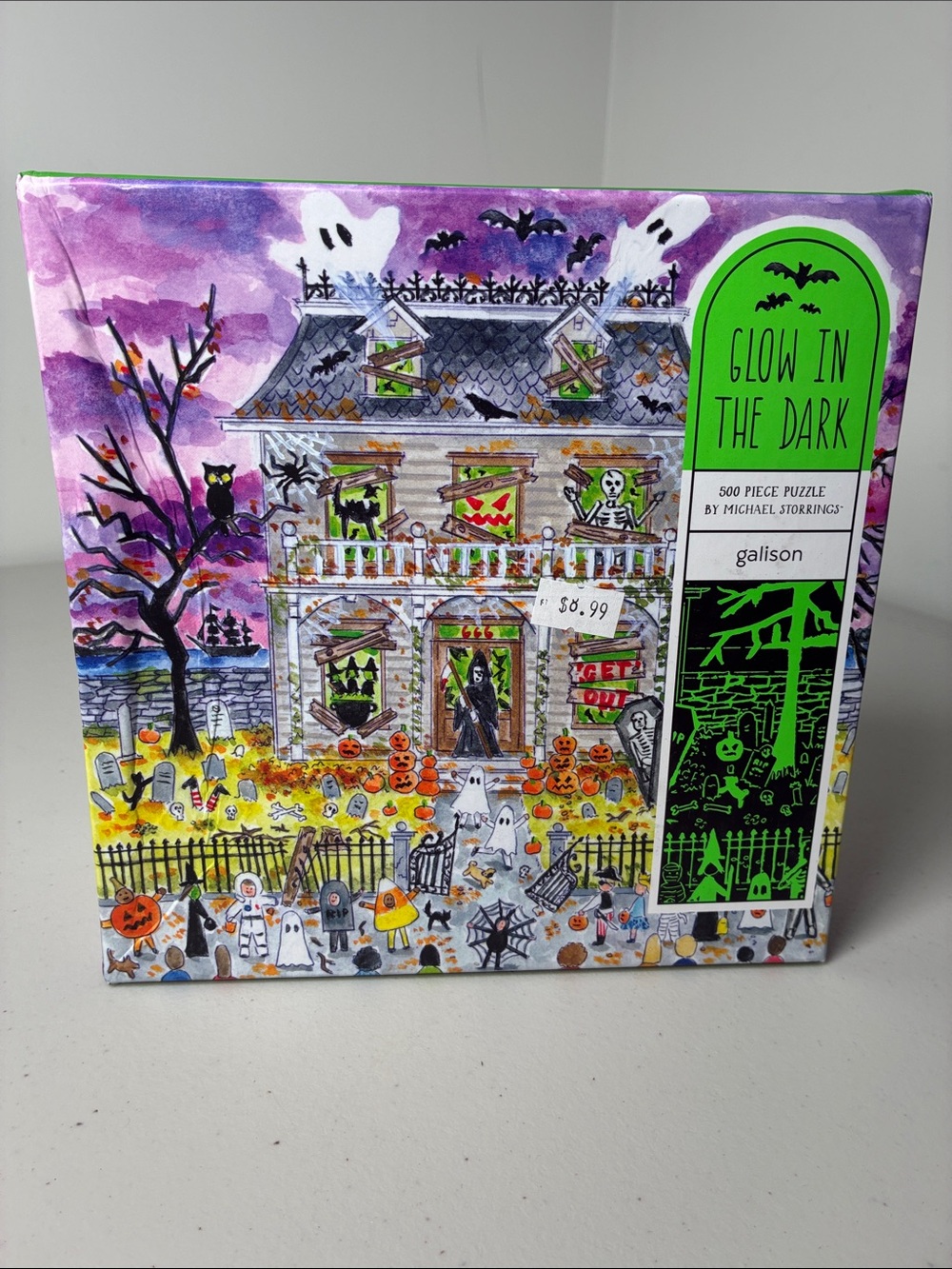 Galison Glow-in-the-Dark Halloween House Art Print - Purple